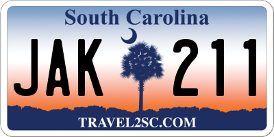 SC license plate JAK211