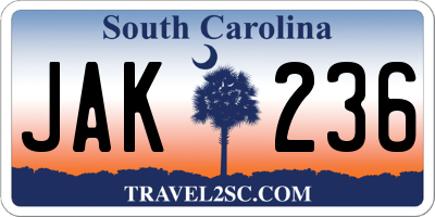 SC license plate JAK236