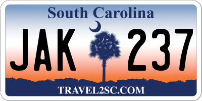 SC license plate JAK237