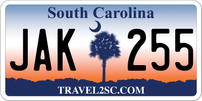 SC license plate JAK255