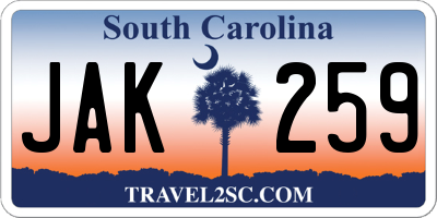 SC license plate JAK259