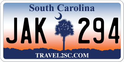 SC license plate JAK294