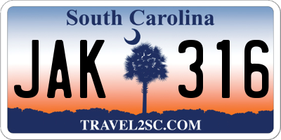 SC license plate JAK316