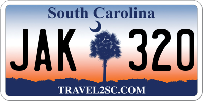 SC license plate JAK320