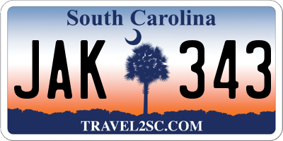 SC license plate JAK343