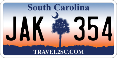 SC license plate JAK354
