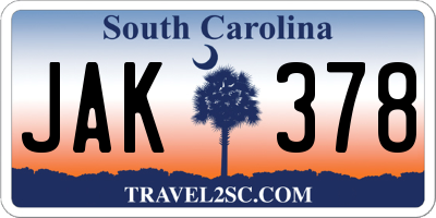 SC license plate JAK378