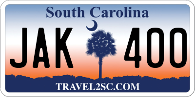 SC license plate JAK400