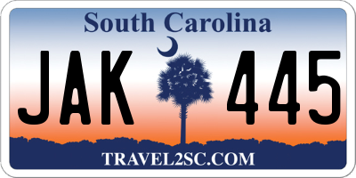 SC license plate JAK445