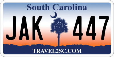 SC license plate JAK447