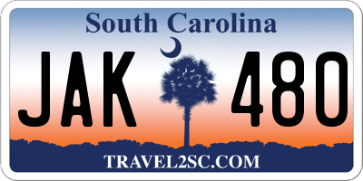 SC license plate JAK480