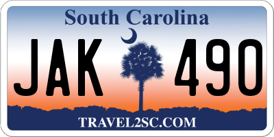 SC license plate JAK490
