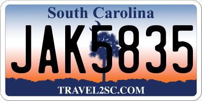 SC license plate JAK5835