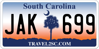 SC license plate JAK699