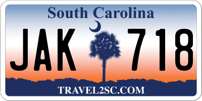 SC license plate JAK718