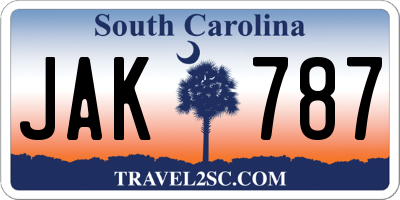 SC license plate JAK787