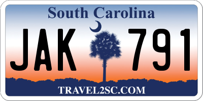 SC license plate JAK791