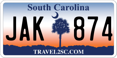 SC license plate JAK874