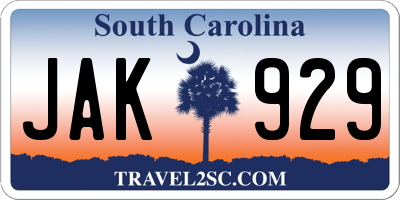 SC license plate JAK929