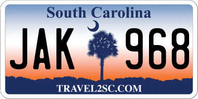 SC license plate JAK968