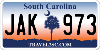 SC license plate JAK973