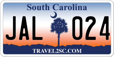 SC license plate JAL024
