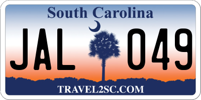 SC license plate JAL049