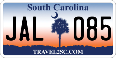 SC license plate JAL085