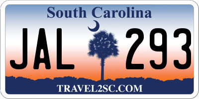 SC license plate JAL293