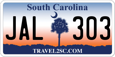SC license plate JAL303