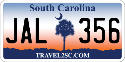 SC license plate JAL356