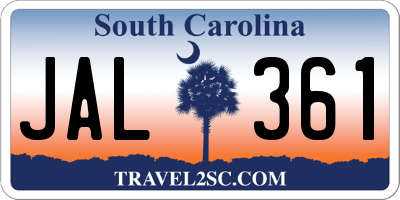 SC license plate JAL361