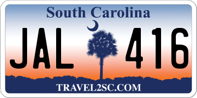 SC license plate JAL416