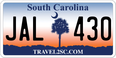 SC license plate JAL430