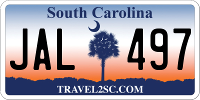 SC license plate JAL497