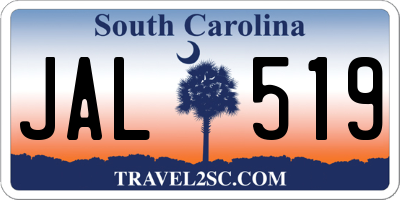 SC license plate JAL519