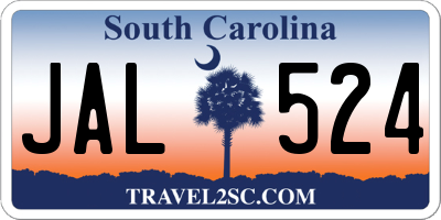 SC license plate JAL524