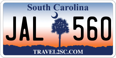 SC license plate JAL560