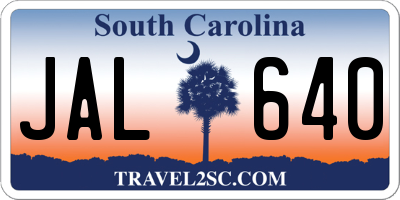 SC license plate JAL640