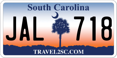 SC license plate JAL718
