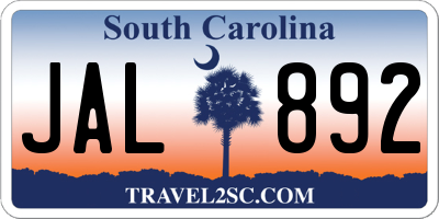 SC license plate JAL892