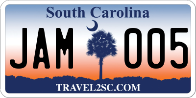 SC license plate JAM005