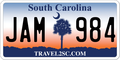 SC license plate JAM984
