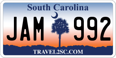 SC license plate JAM992