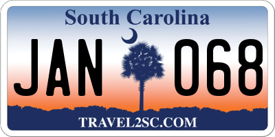 SC license plate JAN068