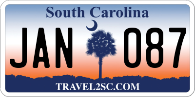 SC license plate JAN087