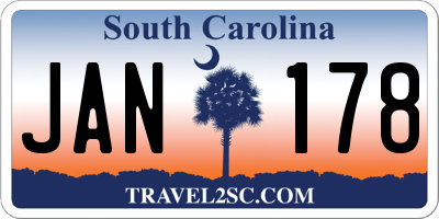 SC license plate JAN178