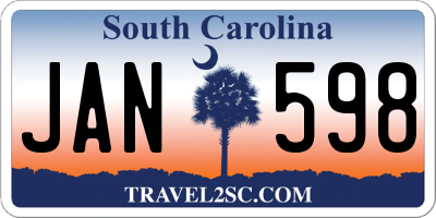 SC license plate JAN598