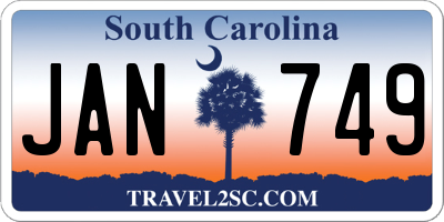 SC license plate JAN749