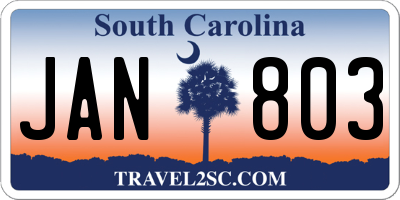 SC license plate JAN803